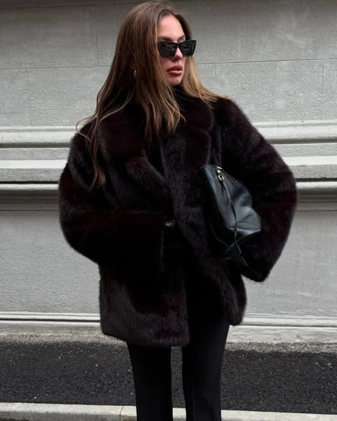 SOERA Carissa Faux Fur Coat - Jackets - 3256810153581963-;IL1766488748816186576 Black XL