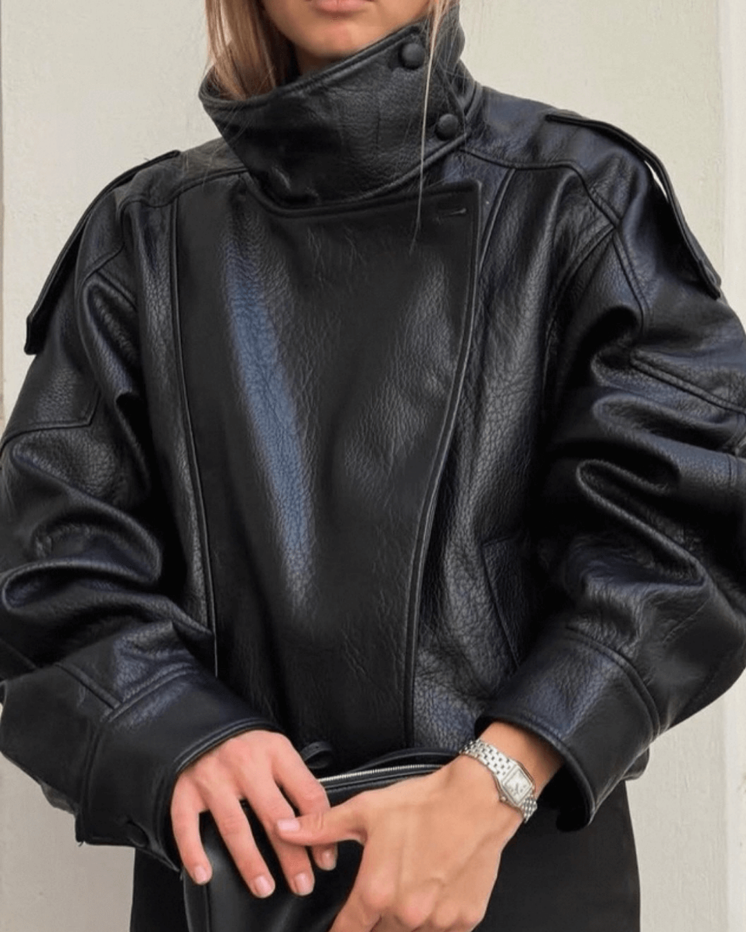 SOERA Carla Asymmetrical Leather Jacket - Jackets -  Black S