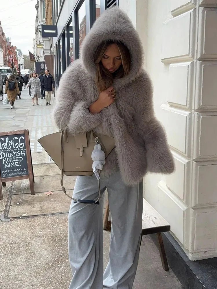 SOERA Dana Faux Fur Hooded Jacket - Jackets - 3256810231099988-;eG1766554850638846252 XS Light Gray