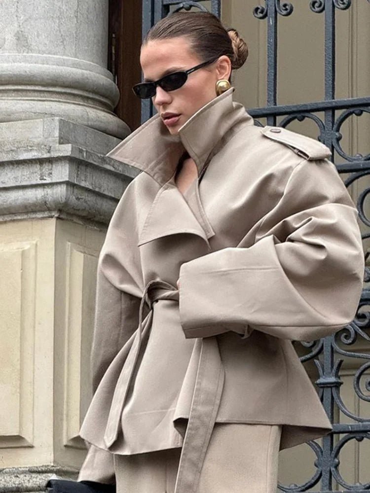SOERA Molly Belted Cropped Trench Coat - Jackets - 1005009088260377-;bq1773321573476202635 Beige S