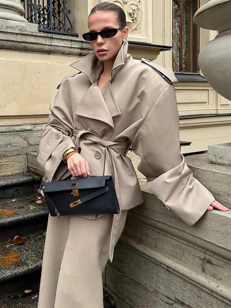 SOERA Molly Belted Cropped Trench Coat - Jackets - 1005009088260377-;rO1773321573477829882 Beige XS
