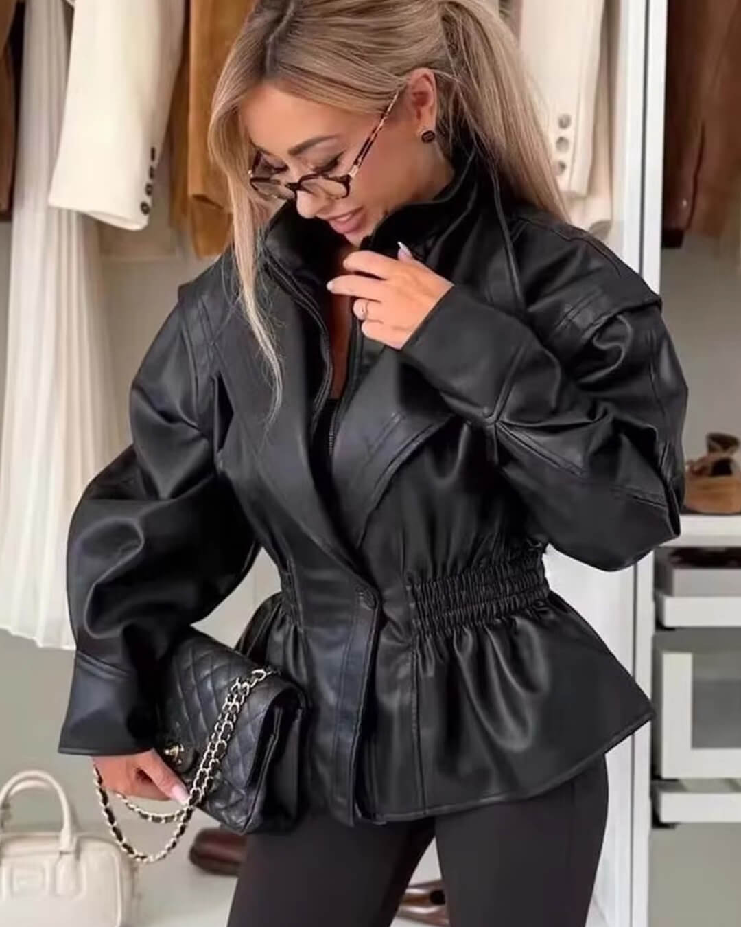 SOERA Stephanie Leather Jacket - Jackets - 1005009760967300-;ZE1762988295979670111 Black L
