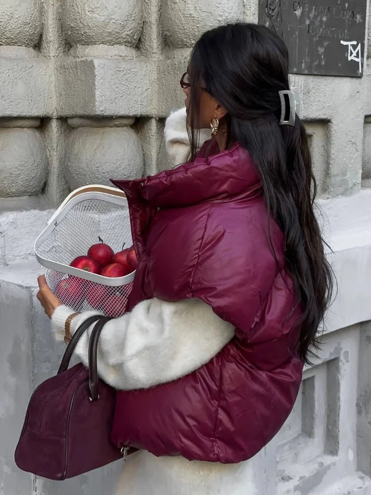 SOERA Zarina Stand Collar Puffer Vest Coat - Jackets - cv1765494947089561825 Burgundy L