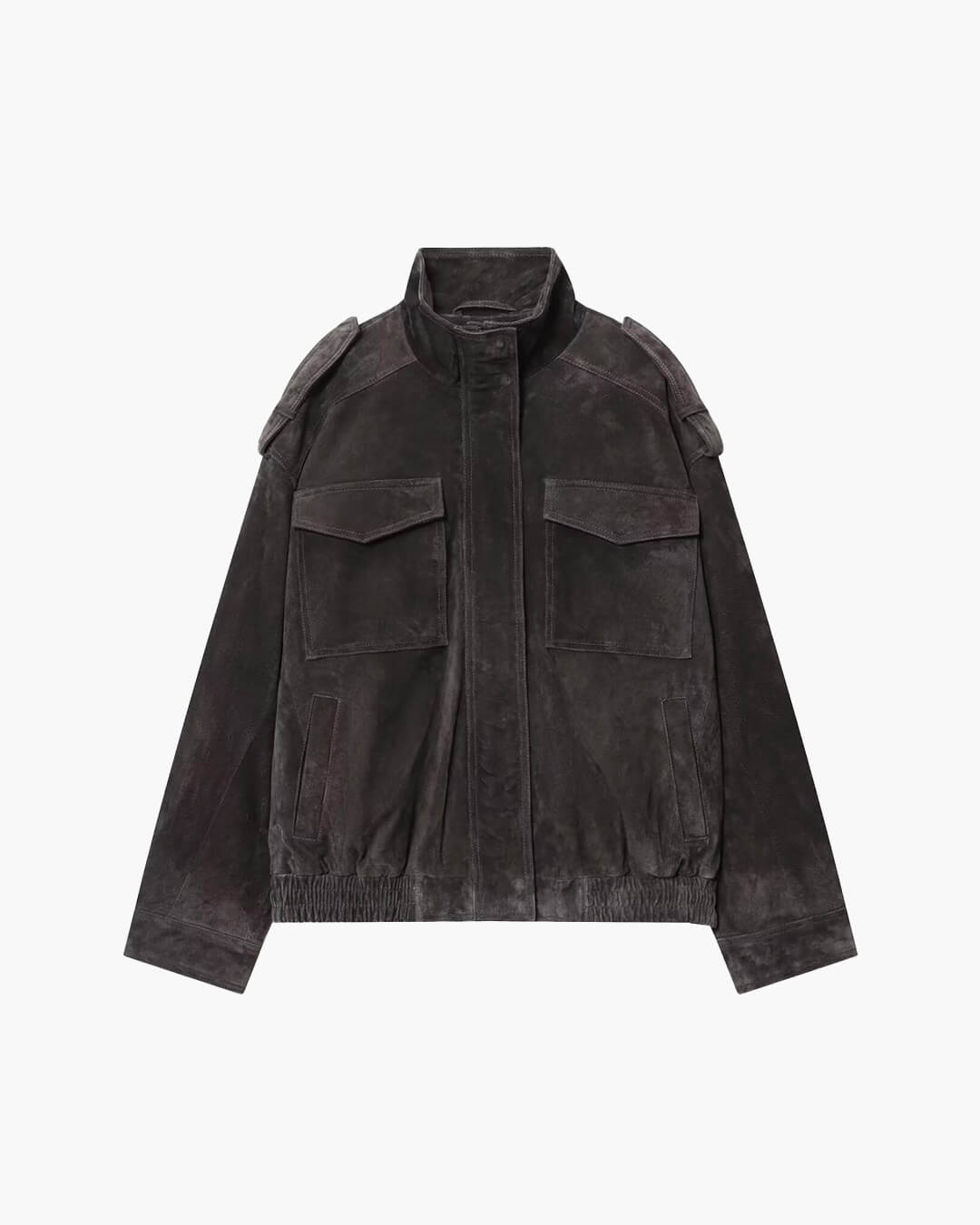 High High Neck Suede Pocket Jacket