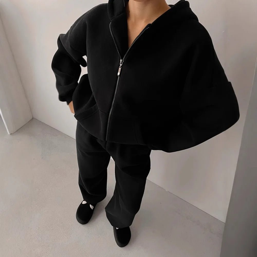 SOERA Cecilia Oversized Hoodie Track 2 Piece Set - Matching Sets -  Black M