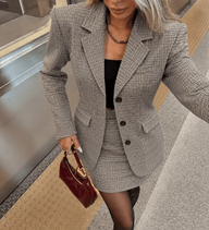 Emma Plaid Blazer Skirts Set
