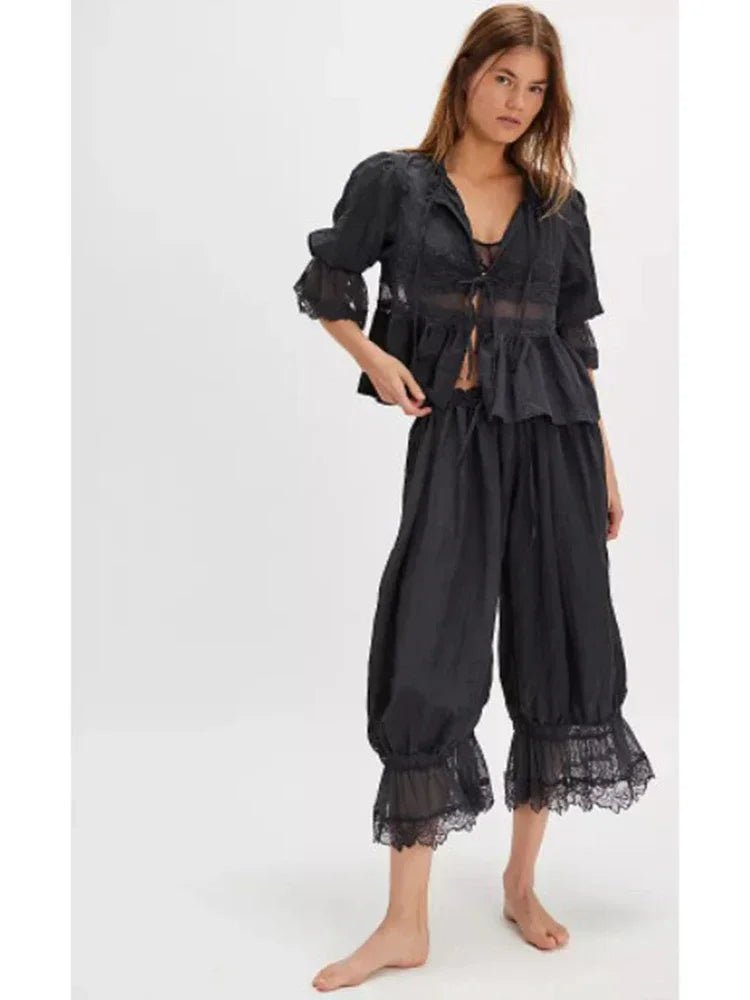 SOERA Sophia Lace Lantern Suit - Matching Sets - SOERA-292931-BLA-S-67523 Black S