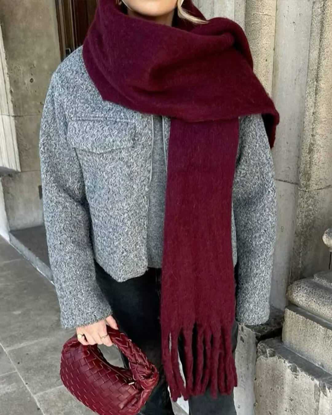 SOERA Tanya Tasseled Winter Scarf - Scarf - 1005009466241802-;DN1764703454509391279 Gray