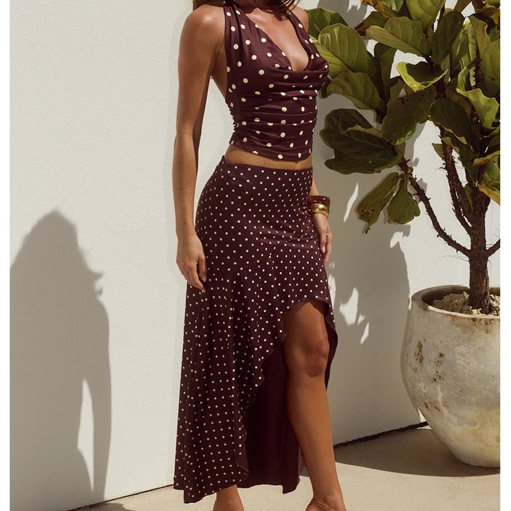 SOERA Sylvia Polka Dot Two - Piece Set - Set -  Brown S