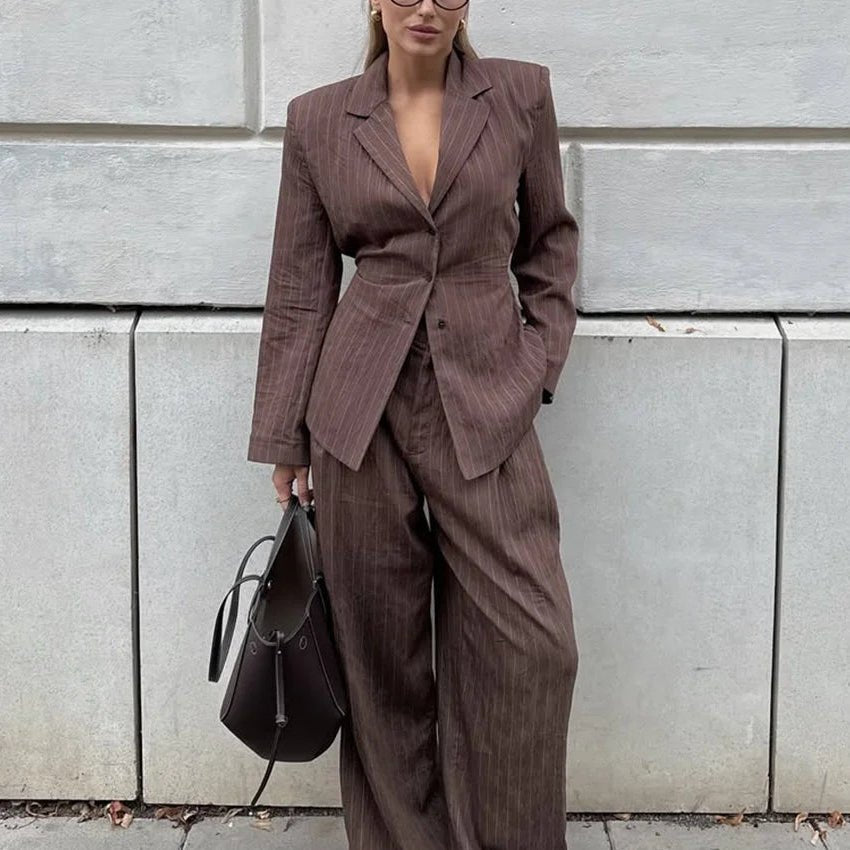 SOERA Melanie Pinstripe Pant Suit - Sets - 1005010003509570-;lM1770053337241750893 Pants M