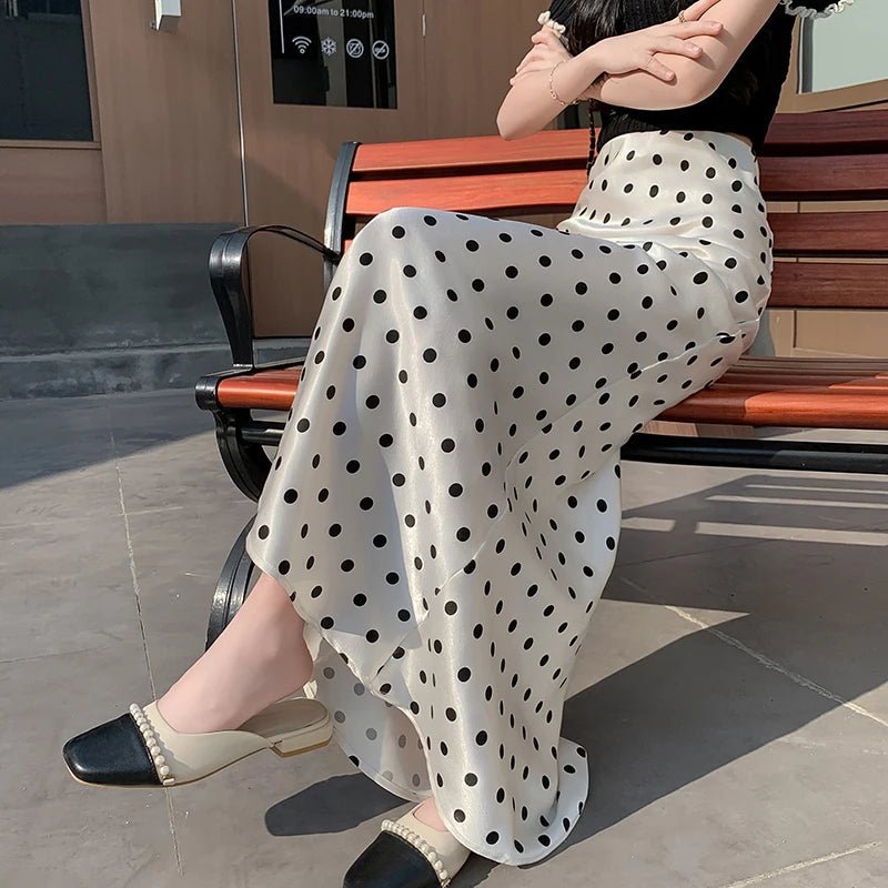 SOERA Bianca Polka Dot Mermaid Midi Skirt - Skirt -  White XS