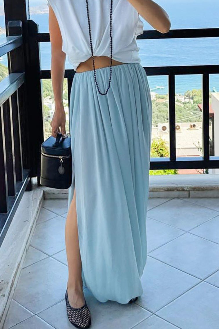 SOERA Celeste Chiffon Flowing Maxi Skirt - Skirt -  Blue S