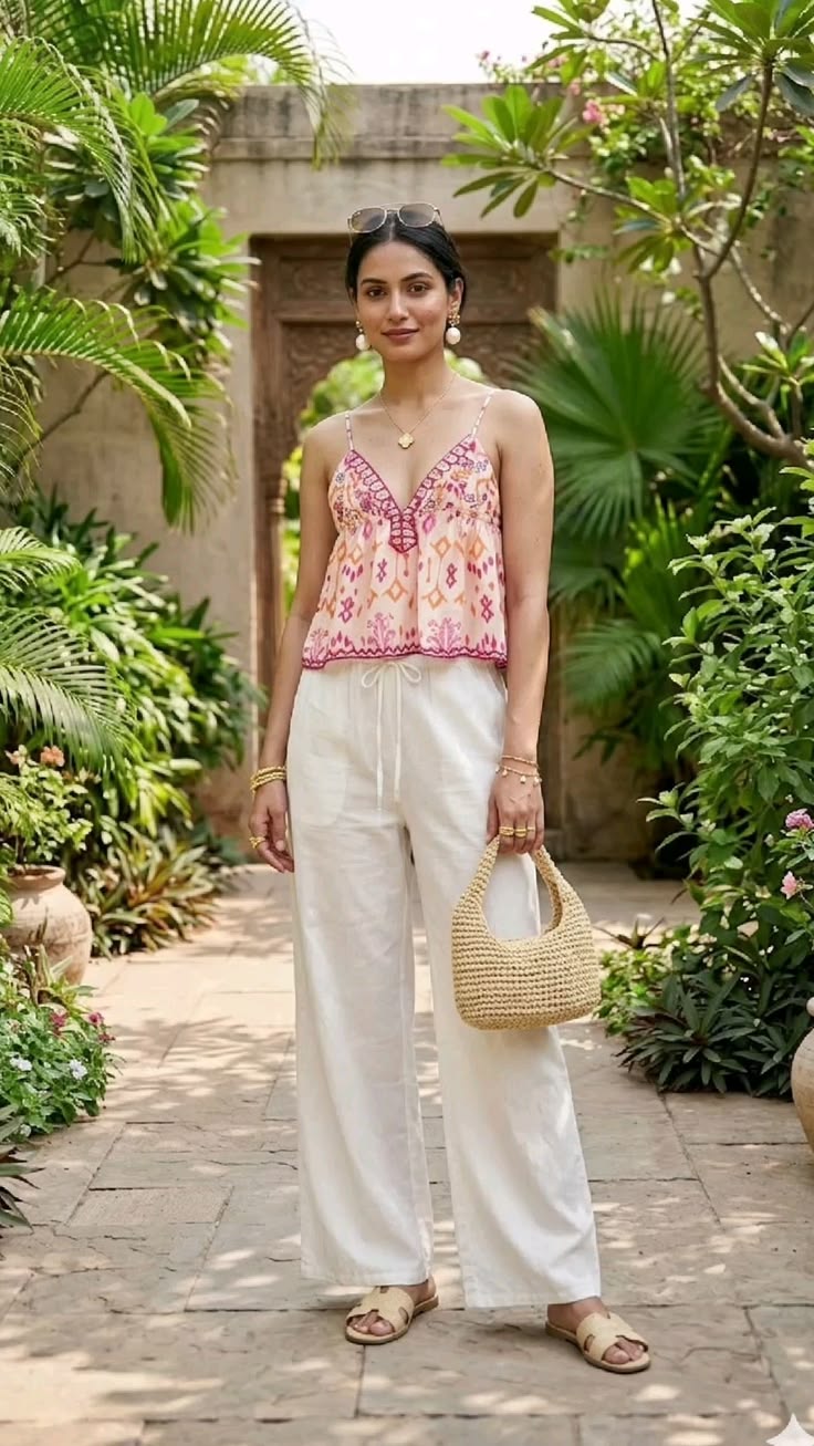 SOERA Sofia Embroidered Boho Tassel Tie Cami Top - Top -  M