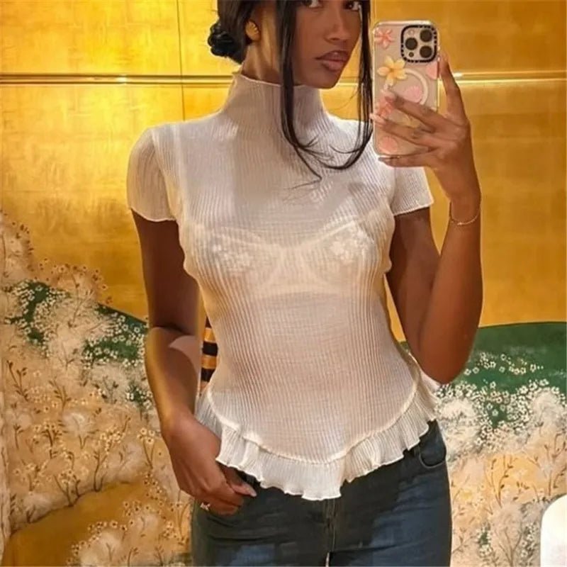 SOERA Celeste Ribbed Turtleneck Tee - Tops -  XS
