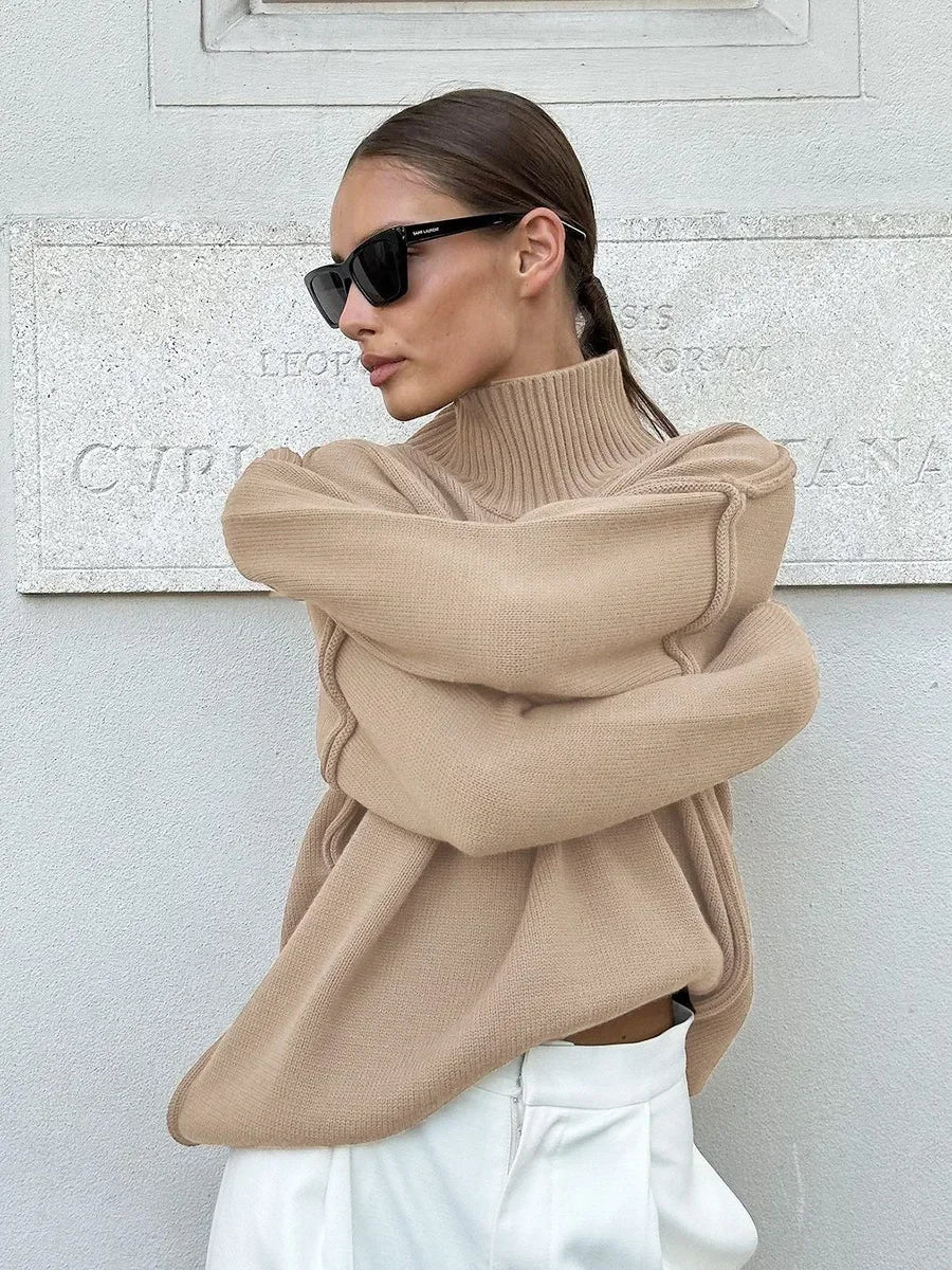 SOERA Katie Turtleneck Knit Sweater - Tops - 1005007526537365-;pb1763050844740919557 Beige M
