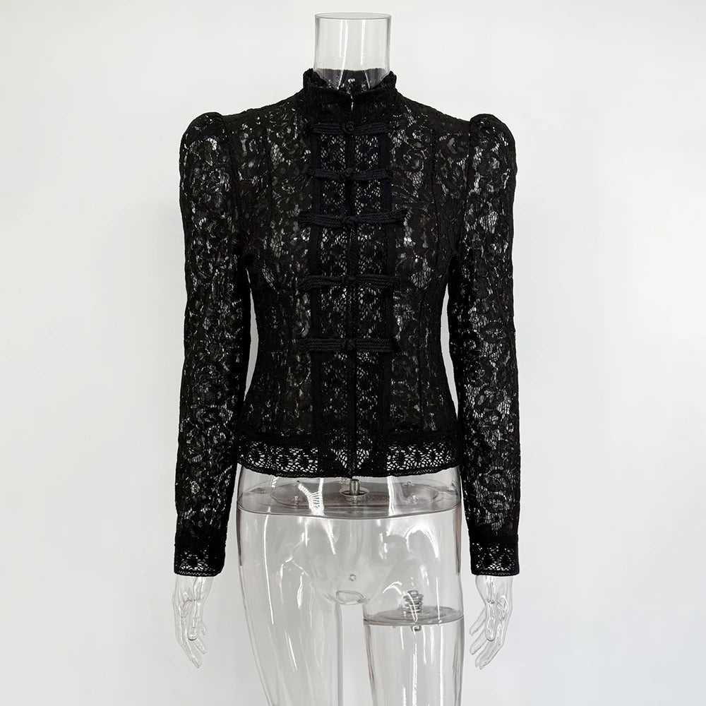 SOERA Suzan Long Sleeve Lace Blouse - Tops - 1005009268939981-;mZ1769670009969951682 Black L