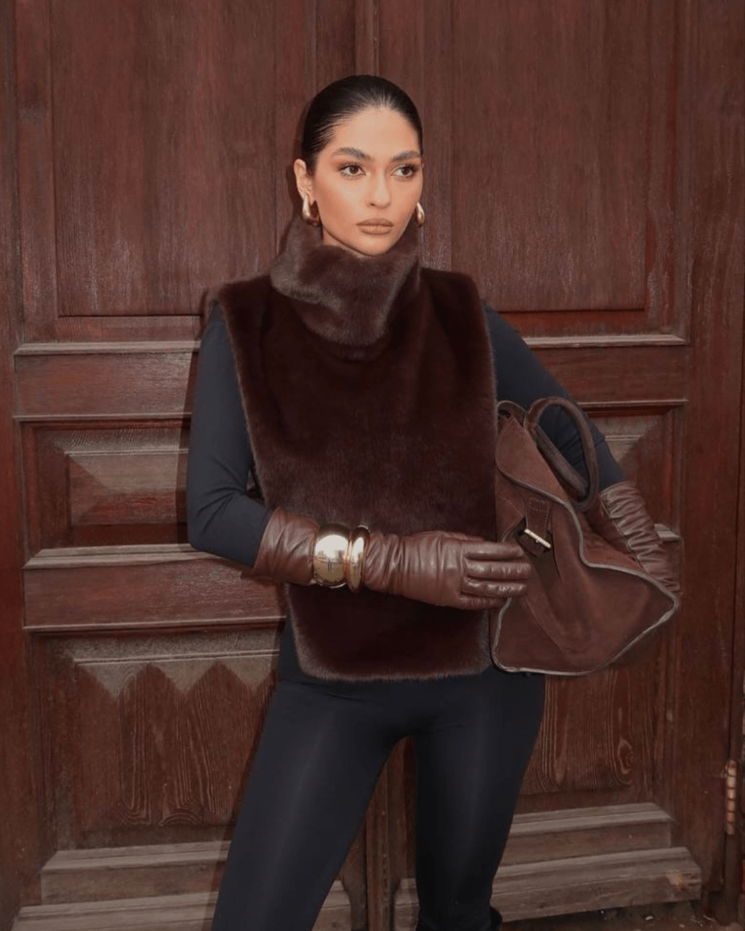 SOERA Lorna Faux Fur Turtleneck Vest - Vests - uo1762772375819540635 Brown L