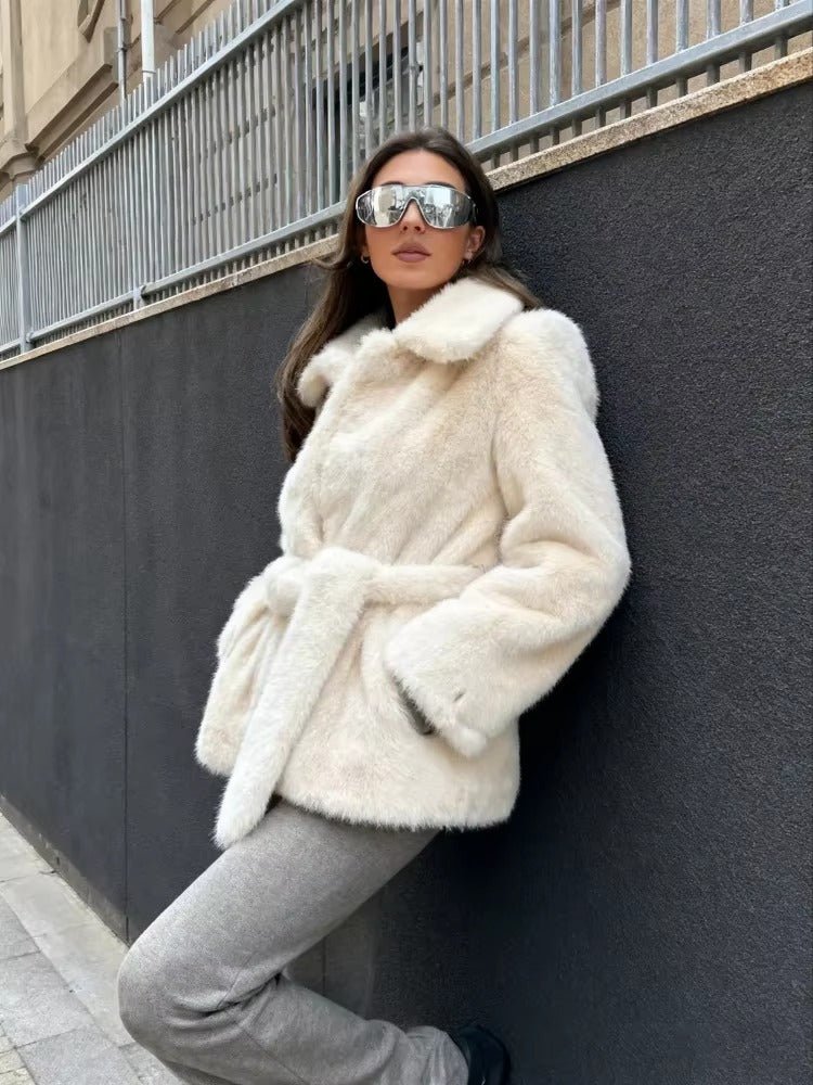 SOERA Isabelle Belted Faux Fur Coat - Women’s Coats & Jackets - 3256810138255070-;ZK1763778893338224116 Beige M