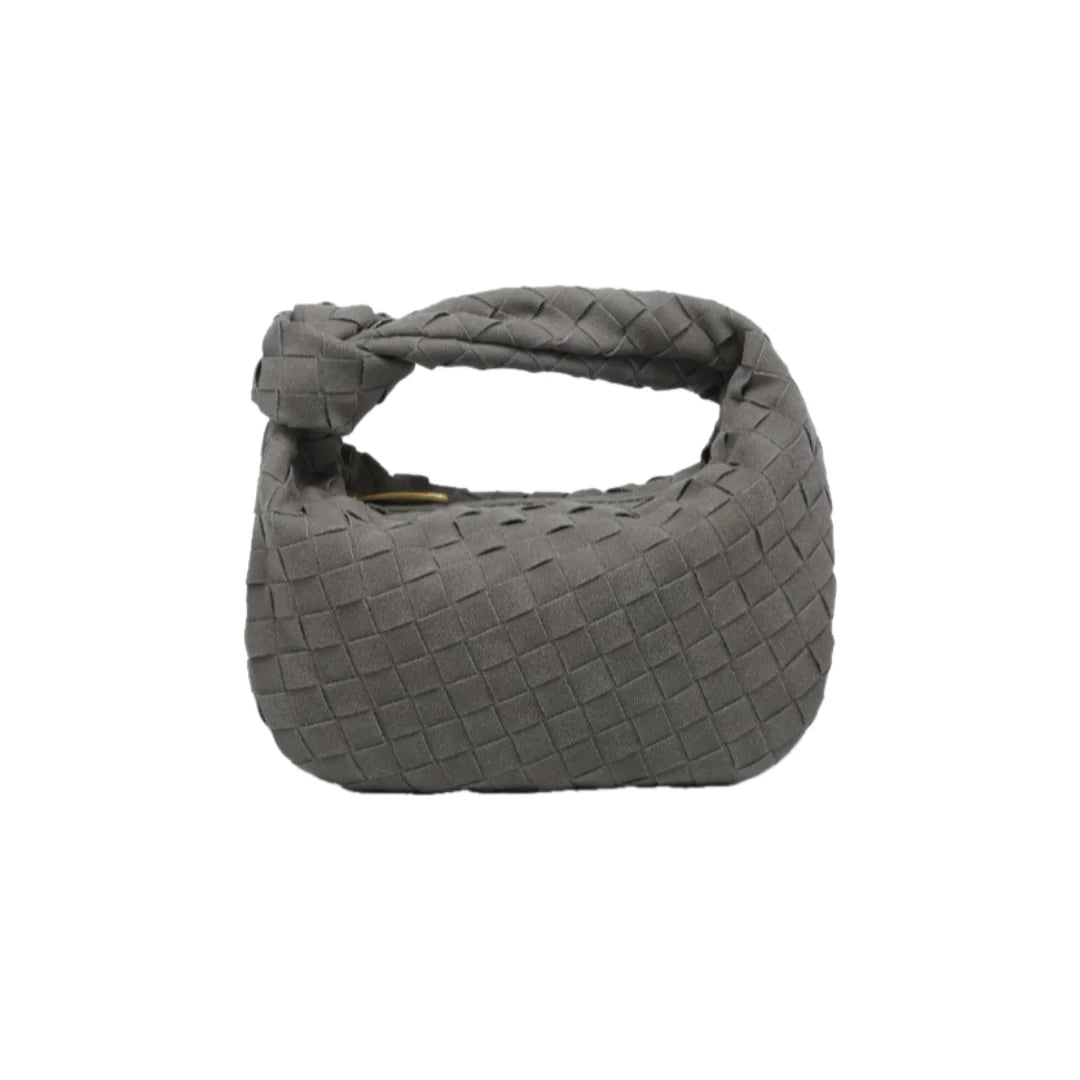 SOERA Faux Suede Woven Mini Handbag in Grey
