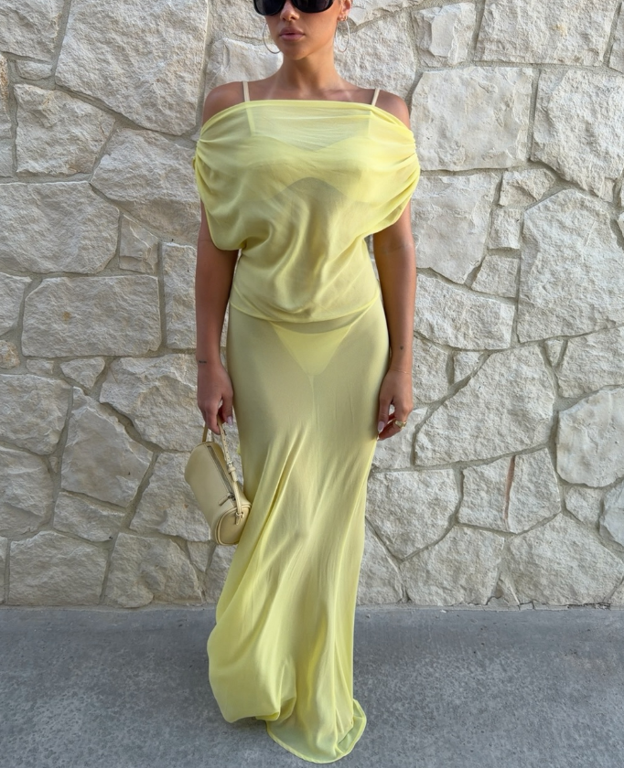 Iris Backless Mesh Maxi Dress